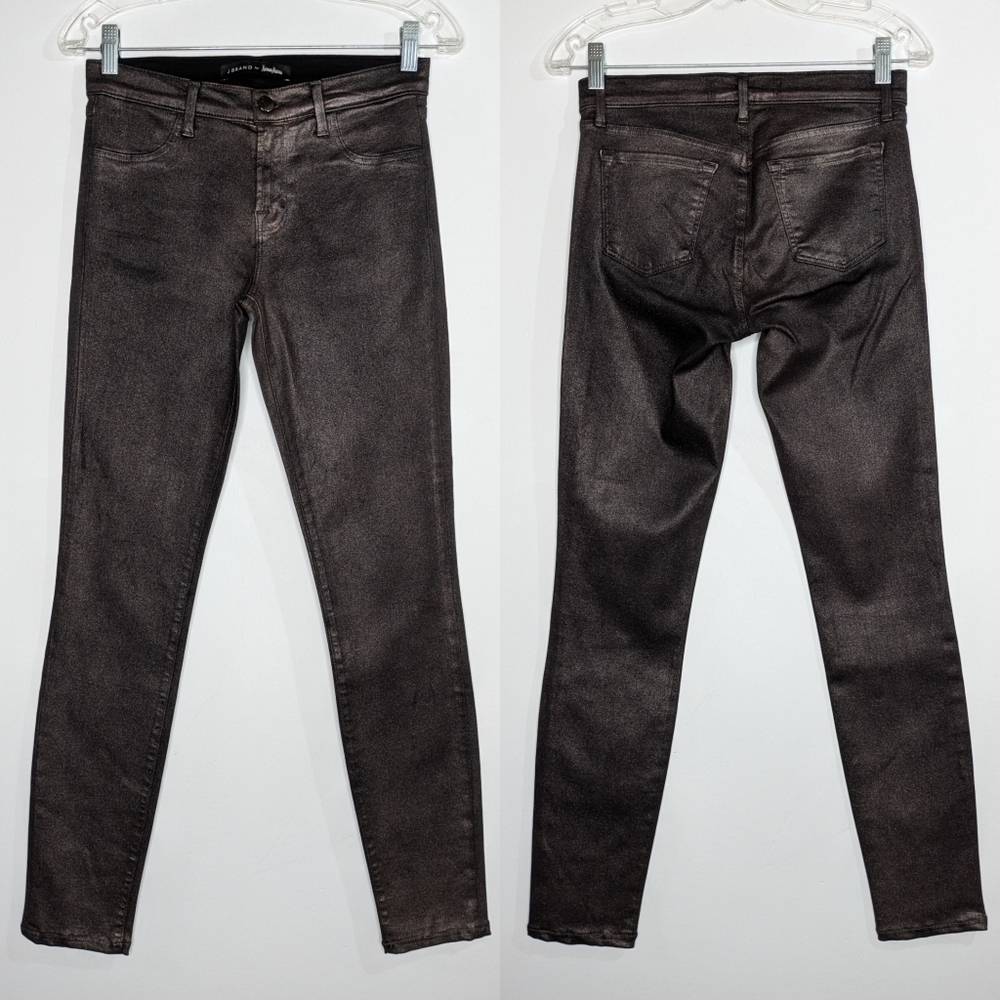 J Brand for Neiman Marcus black shimmer super skinny jean 26